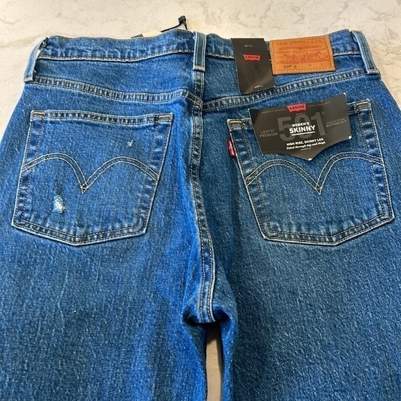 Levi's Premium 501 S Big E Women's Buttonfly Distressed Skinny Jeans Size 28x28 - Picture 9 of 16